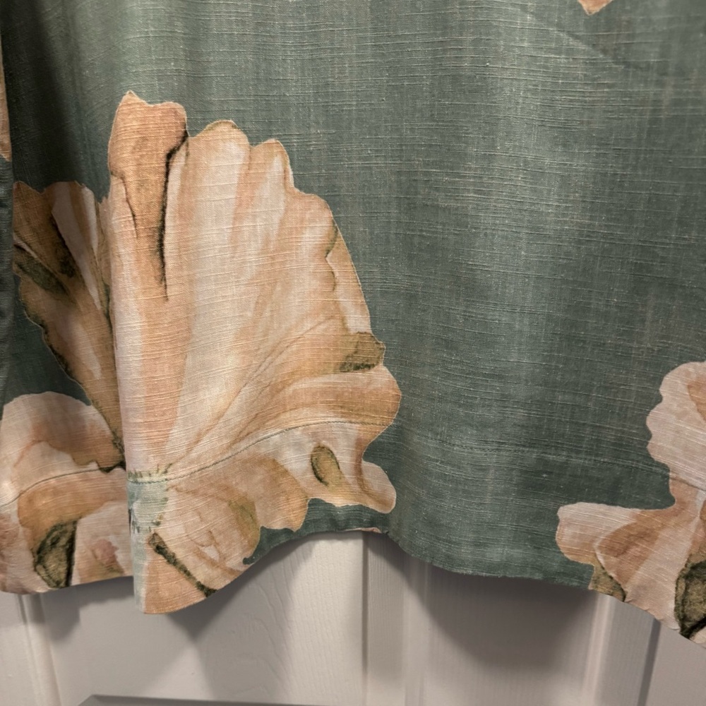 Women’s Top & Pants Set Linen Green Beige Floral - Picture 4 of 10
